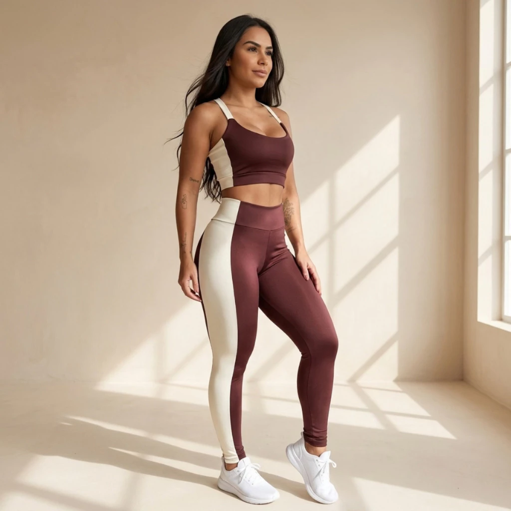 Kit Conjunto de Academia Top e Calça Legging Feminina Roupa Fitness Treino Topper Feminino Leg Alta Ginástica Corrida