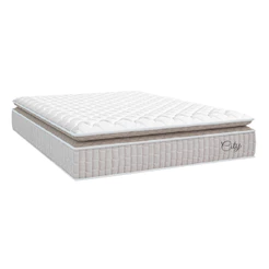 Colchão Casal Molas Ensacadas City Pillow Top 138x188x23cm Branco/Bege Hellen - Suporta até 110kg por Pessoa