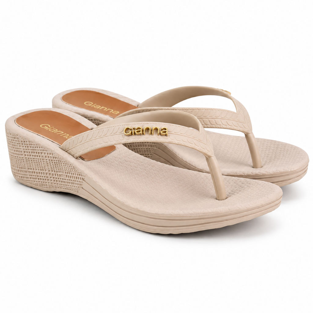 Chinelo Anabela Feminino Gianna Ortopedico Plataforma Confortável Anatômico Casual Leve Solado Antiderrapante