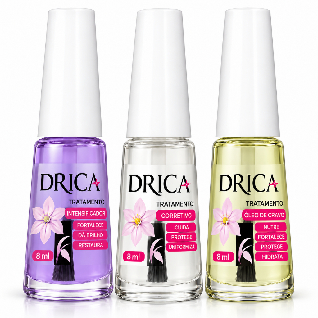 Kit tratamento para Unhas Drica Óleo de Cravo/Base Corretiva/Intensificadora - 8ml Unidade