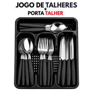 Jogo de Talheres Com Porta Talher Aço Inox Para Cozinha