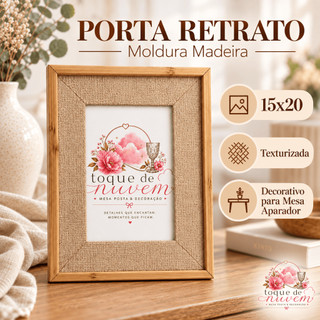 Porta Retrato 15x20 Madeira Texturizada Decorativo para Mesa Aparador Sala Quarto Decoração Presente