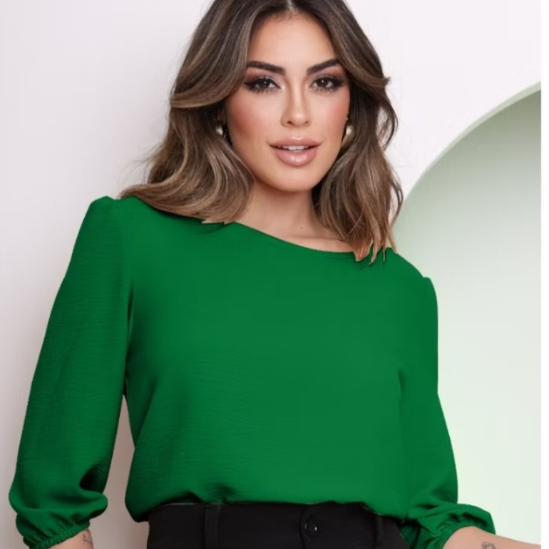 Kit com 2 Blusas Elegante Social MANGA 3/4