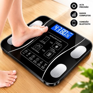 Balança Digital Corporal Inteligente até 180kg com LCD Medidor de Peso Alta Precisão Banheiro