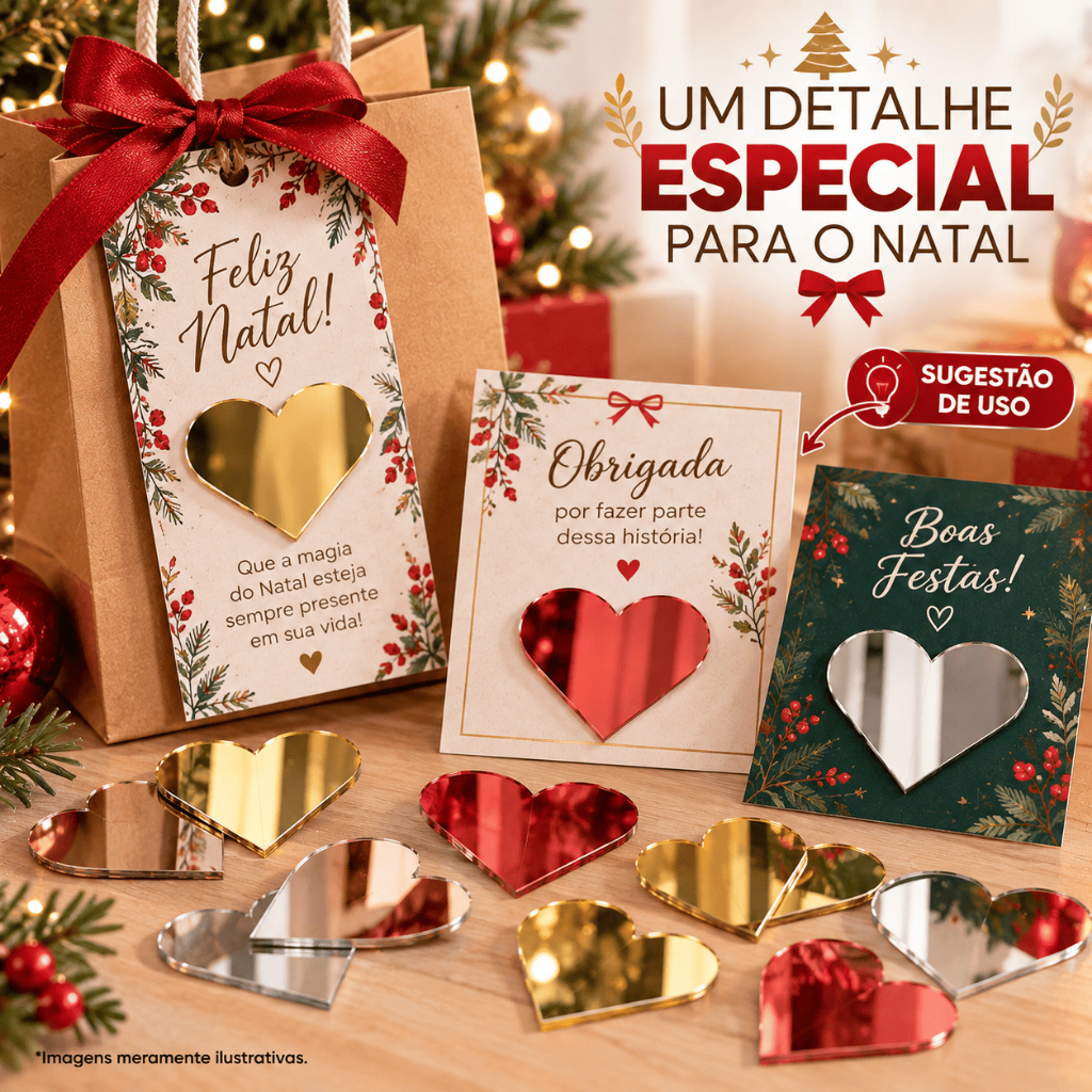 Kit 50 Corações Acrílico Espelhado Decorativo Apliques Decorativos Natal Parede Studio Artesanato