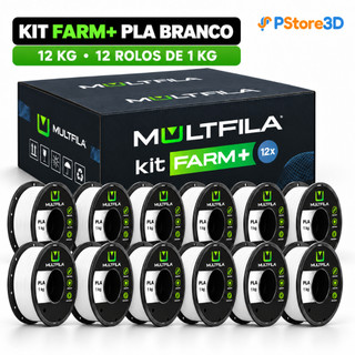 Kit Farm+ PLA Multifila 12kg com 12 Rolos de 1kg Preto ou Branco para Impressora 3D