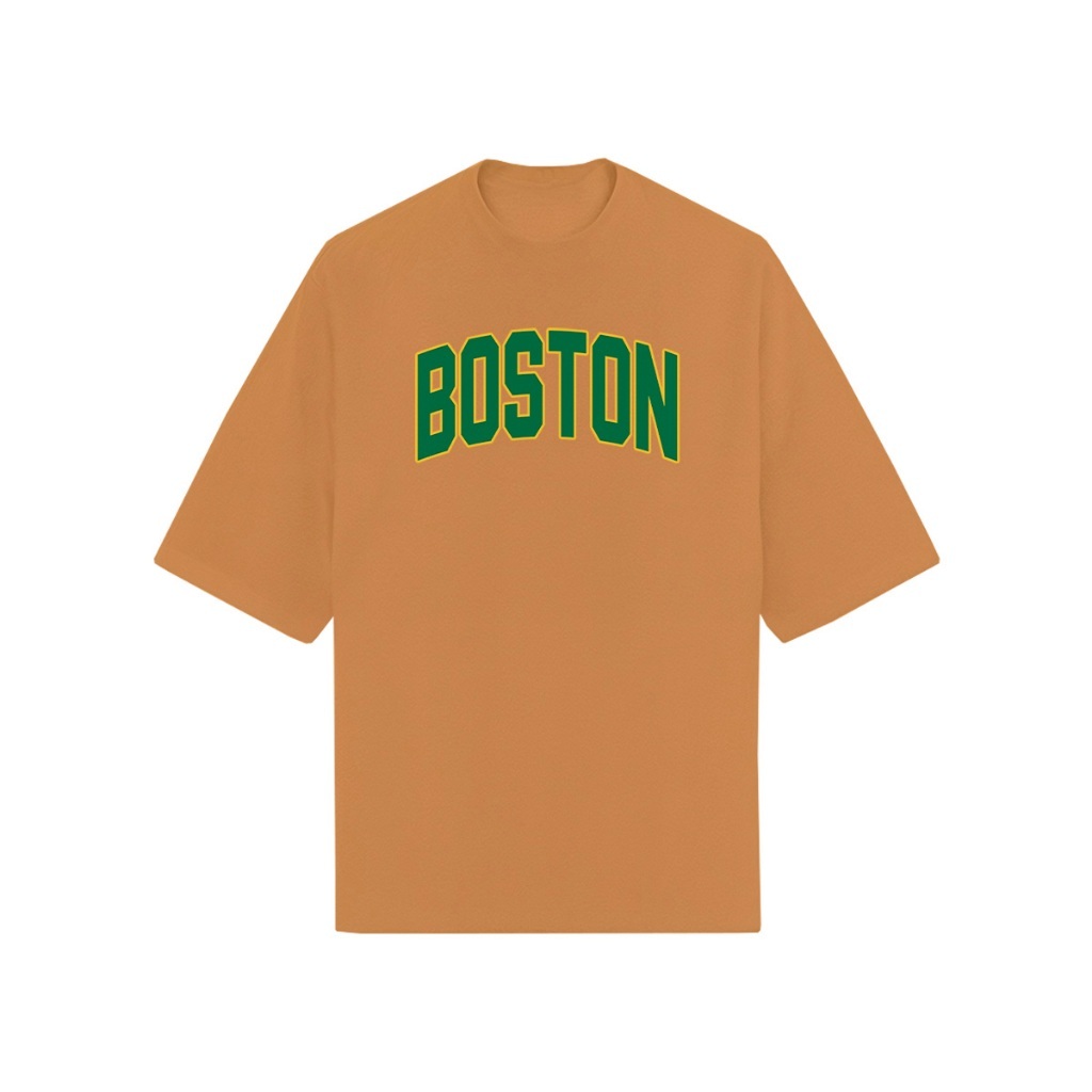 Camiseta Oversized Unissex Estampa Boston Algodão Premium Blusa Algodão Streetwear Moda Urbana Caimento Largo