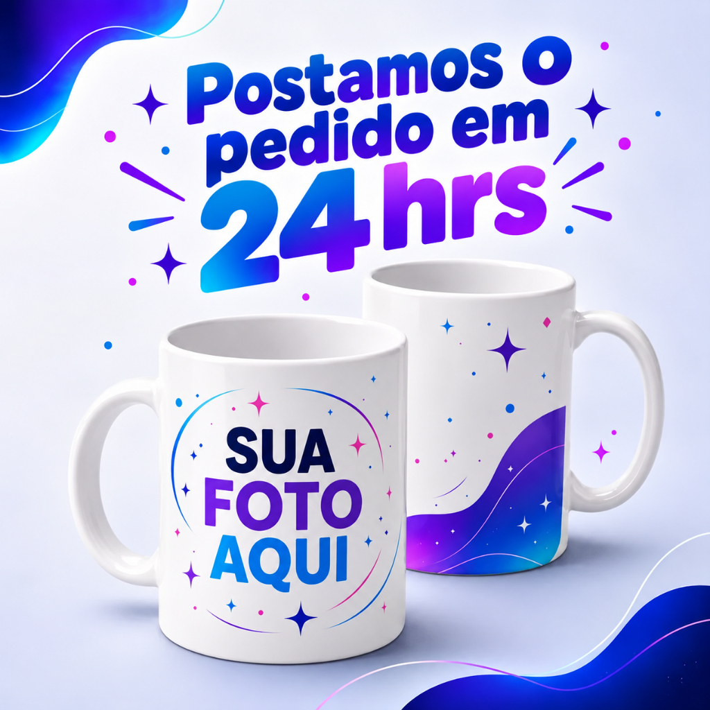 Caneca de Porcelana Com Sua Foto ou Arte Personalizada 325ML