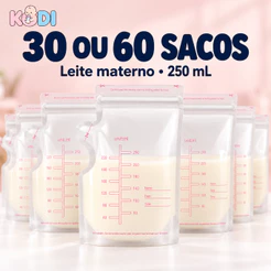 Saco para Armazenar Leite Materno 250ml com Dupla Vedação para Congelar e Organizar Porções KODI