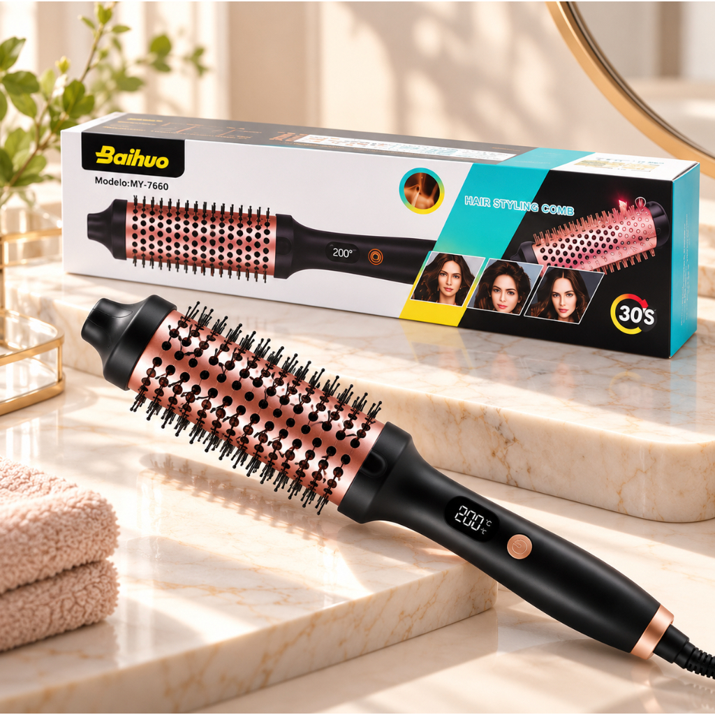 Escova Alisador Elétrica Quente Cabelo Com 2 Em1 Modelador 110V 220V
