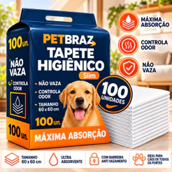 Tapete Higiênico para Cachorro 10 - 100 Unidades 60x60cm Descartável Super Absorvente Não Vaza frauda para xixi pet