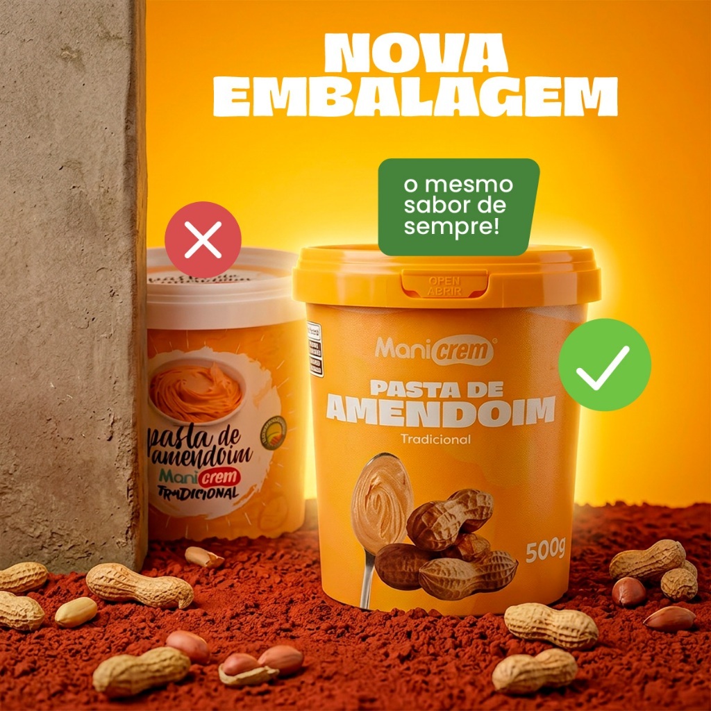 Pasta de Amendoim KIT 01 Tradicional 500G, 01 Chocolate 500G E 01 Creme de Avelã - MANICREM — imagem 2 de 2