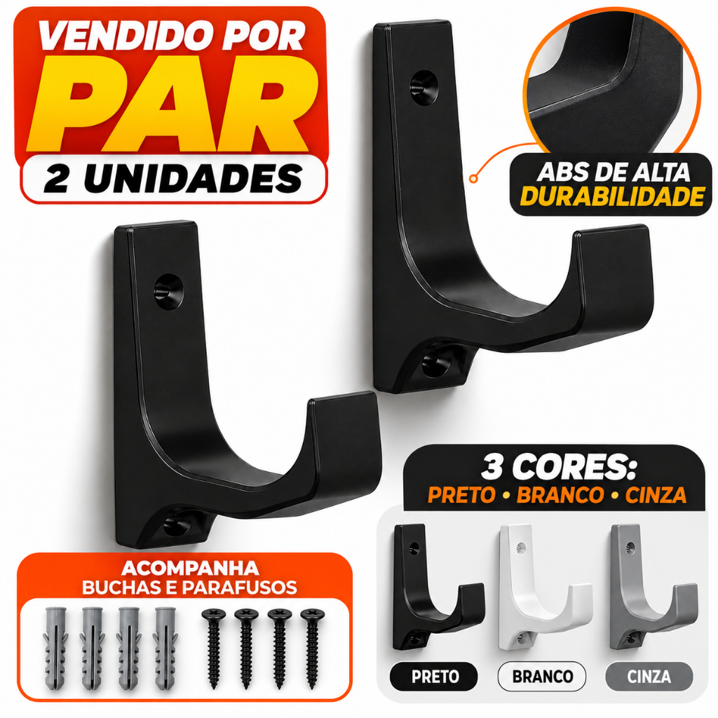 Gancho Multiuso de Parede Reforçado Organizador Universal para Casa Bolsas Cabos Ferramentas Objetos