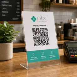Display Expositor L 10 x 15cm Acrílico Pix Qr Code Cardápio Balcão Mesa Restaurante