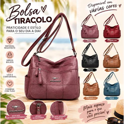 Bolsa Feminina Média Em Couro Eco Prática Transversal