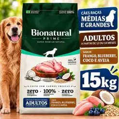 Ração Bionatural Adulto Raças Médias e Grandes frango 15kg