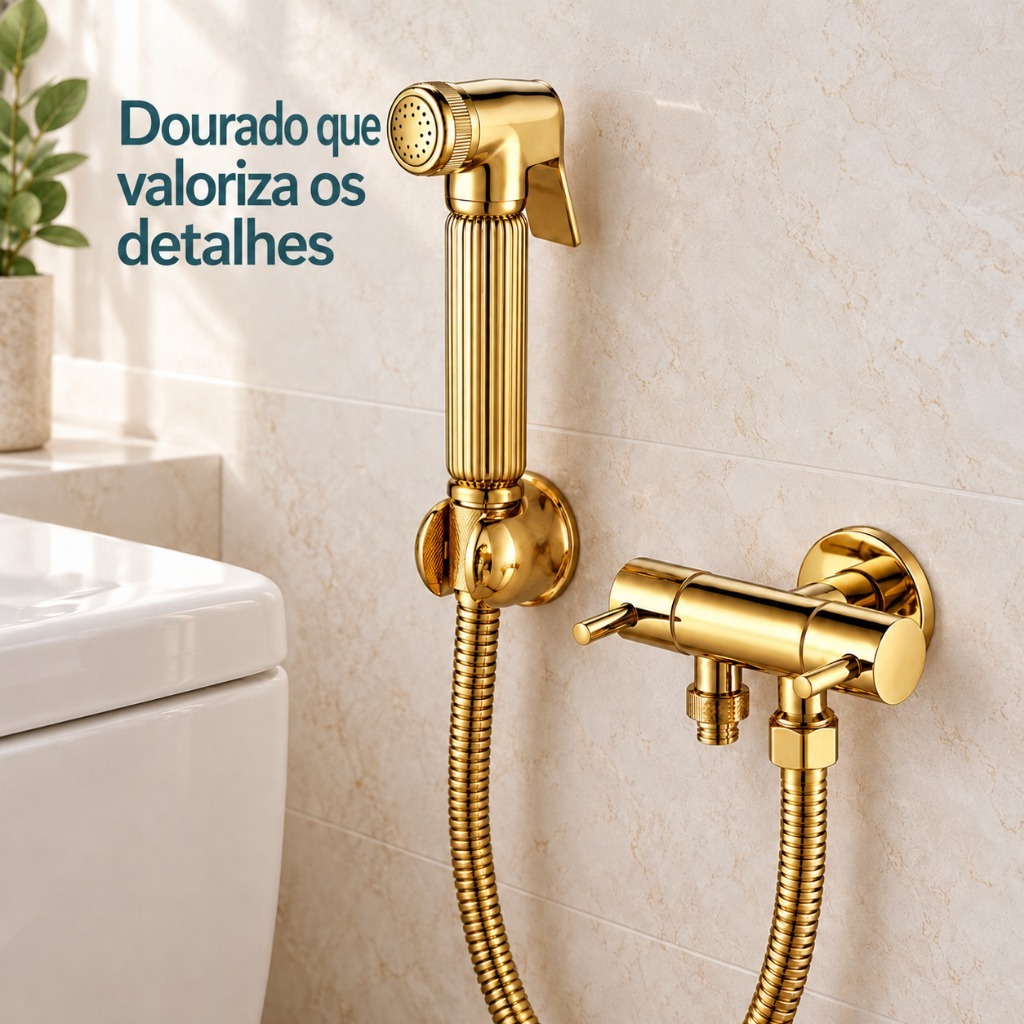 Ducha Higiênica Dourada 1/4 Volta Luxo Gatilho Inox 304 Yesop