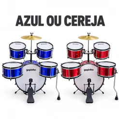 Bateria Gopinho Infantil Alumínio Cereja ou Azul Aula De Musica