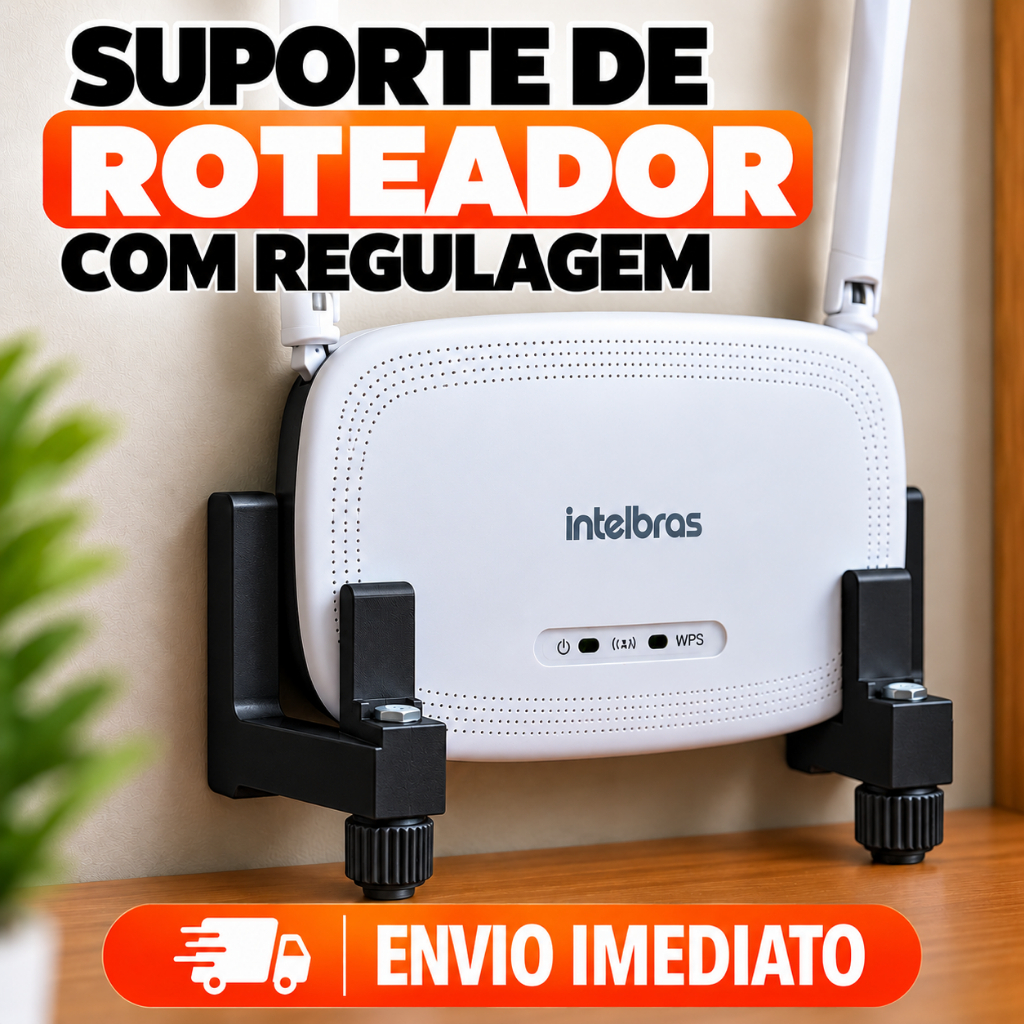Suporte para Roteador Universal Ajustável com Regulagem Fixação na Parede Organizador Wi-Fi Modem