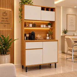 Cantinho do Café Clinica, Escritório Movelove Easy Armário de Cozinha Compacto 4 Portas 1 Gaveta com Balcão Multiuso
