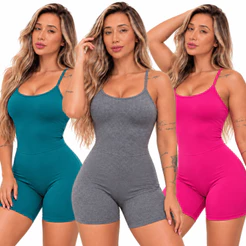 Macacão Fitness Feminino Academia Suplex Premium Sem Transparência Corrida Crossfit Confortável Modelador Slim
