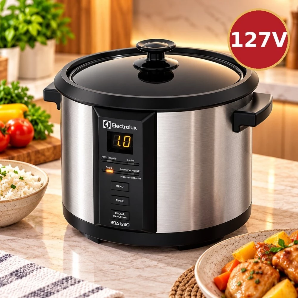 Panela Elétrica de Arroz Electrolux ECC20 Rita Lobo Digital - 127V Inox com Timer e Função Manter Aquecido