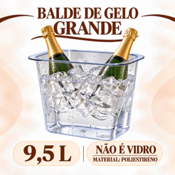 Balde de Gelo Grande 9,5 Litros Multiuso Para Bebidas Três Triângulos