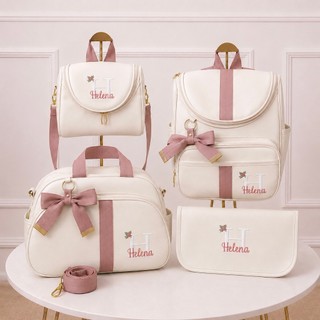 Kit Bolsas Maternidade 4 Peças Luxo, Completo Personalizado térmico e impermeável, Coleção Premium