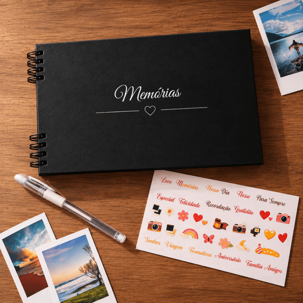 Scrapbook Album de Fotos Preto Colagem A5 Caderno Livro Presente