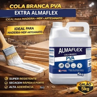 Cola Branca PVA 5kg Extra 813 Almaflex para Madeira MDF Artesanato em Oferta na Shopee