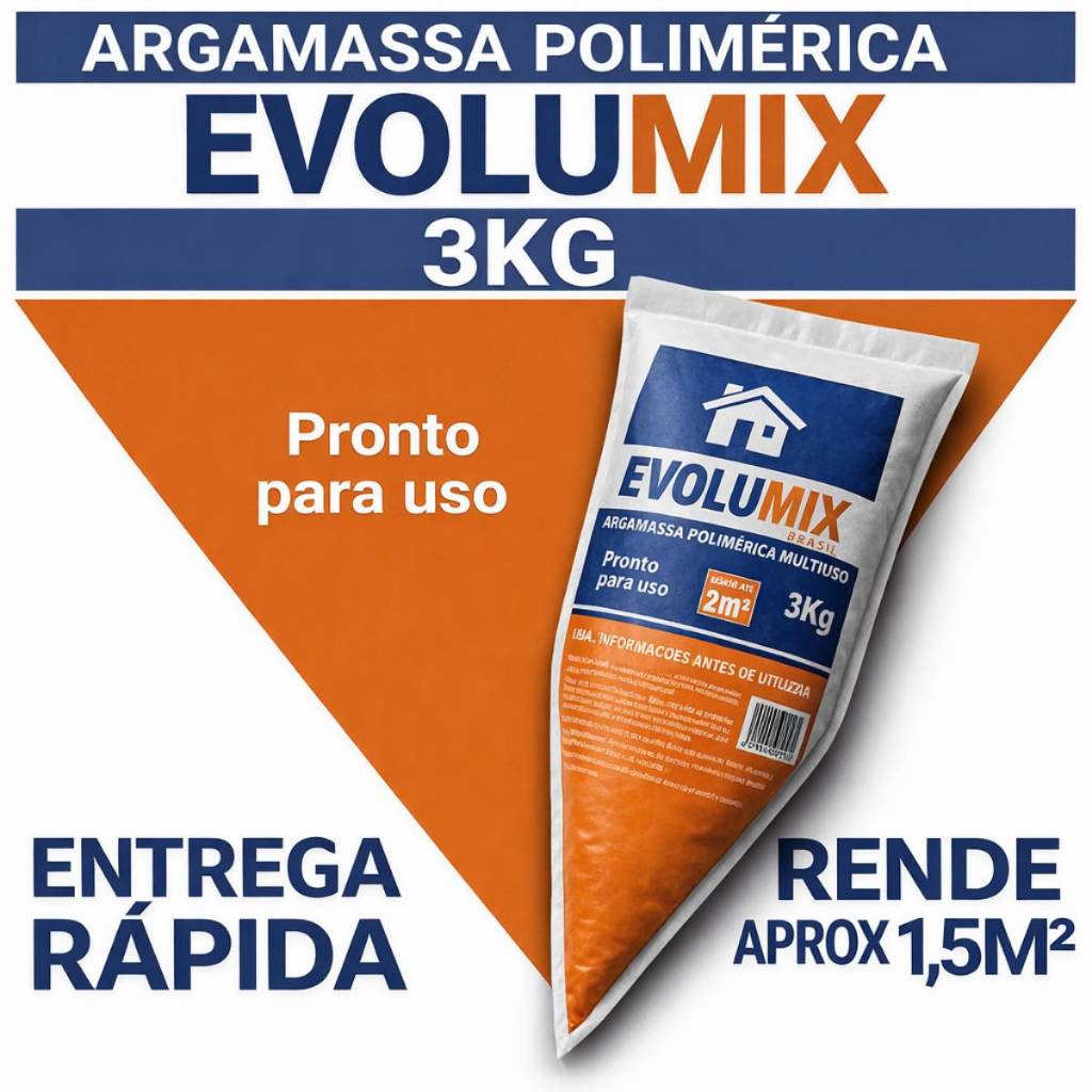 Argamassa Polimérica Evolumix 3kg Alta Resistência Impermeável Secagem Rápida Profissional Premium