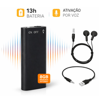 Mini Gravador de Voz Digital 8GB USB 44h Gravação VOR Ativação por Voz Função MP3 Player e Pen Drive em Oferta na Shopee