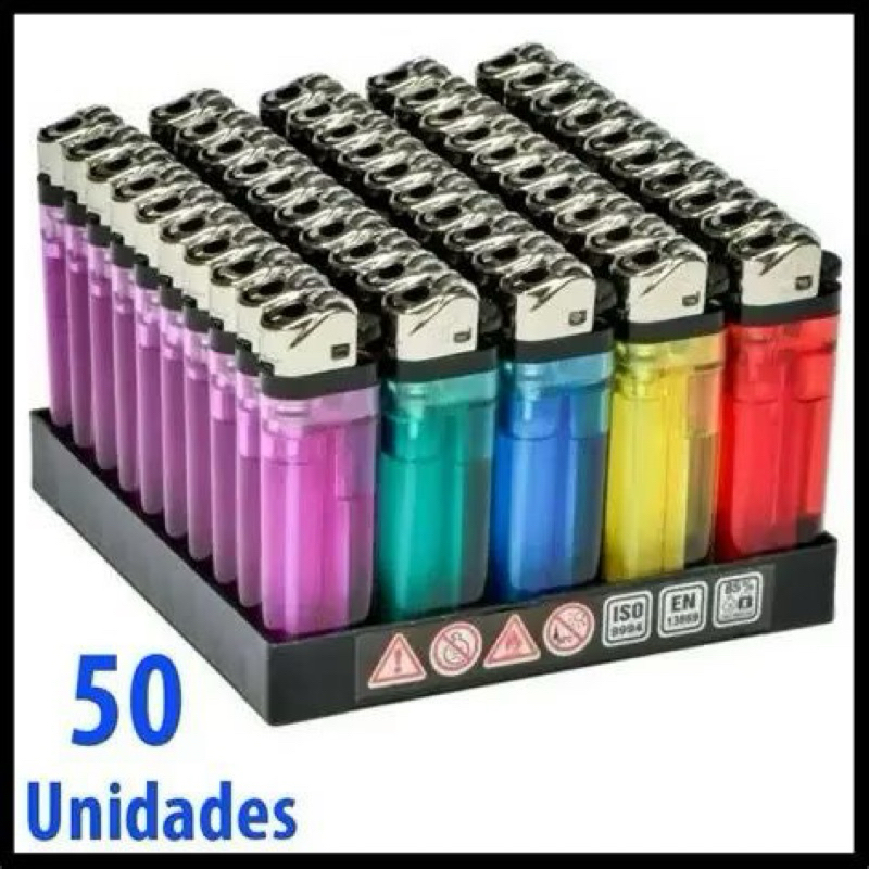 50 isqueiro simples colorido recarregáveis ! em Oferta na Shopee