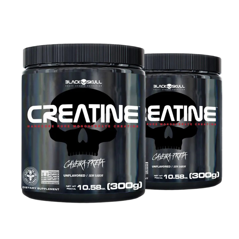 Kit com 2 Creatinas Black Skull Monohidratadas 100% Puras – Zero Sódio em Oferta na Shopee
