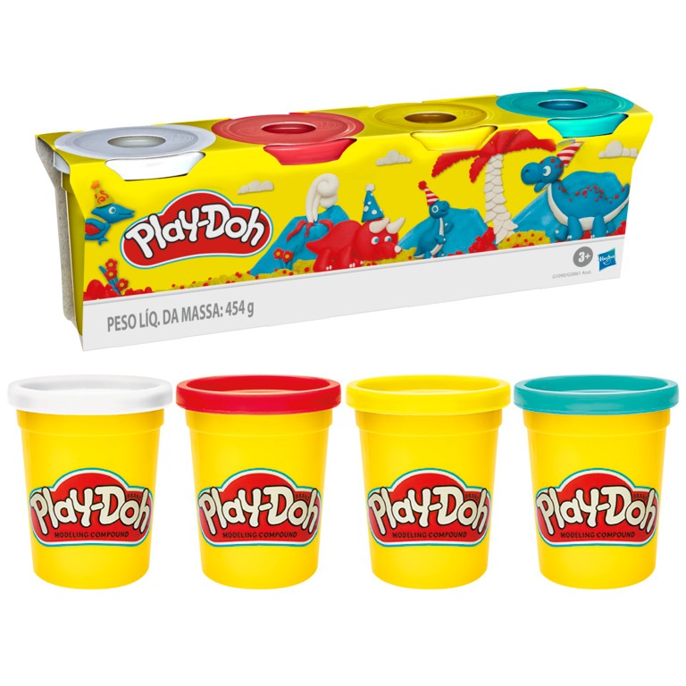 Conjunto Massinha Play-Doh Kit com 4 Potes de Cores Clássicas Sortido - Hasbro G0861 em Oferta na Shopee