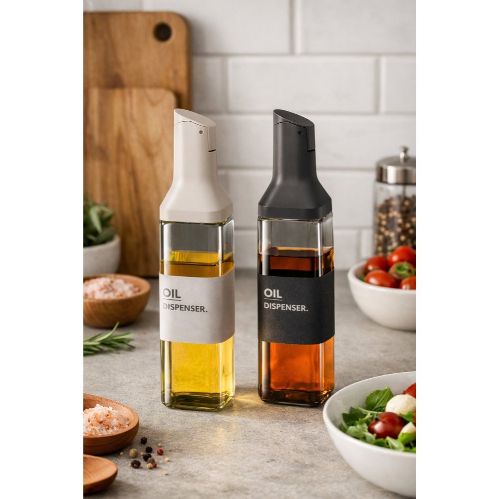 Galheteiro Vidro Quadrado 500ml Dispenser Azeiteira Tampa Abertura Automática Azeite Vinagre Óleo
