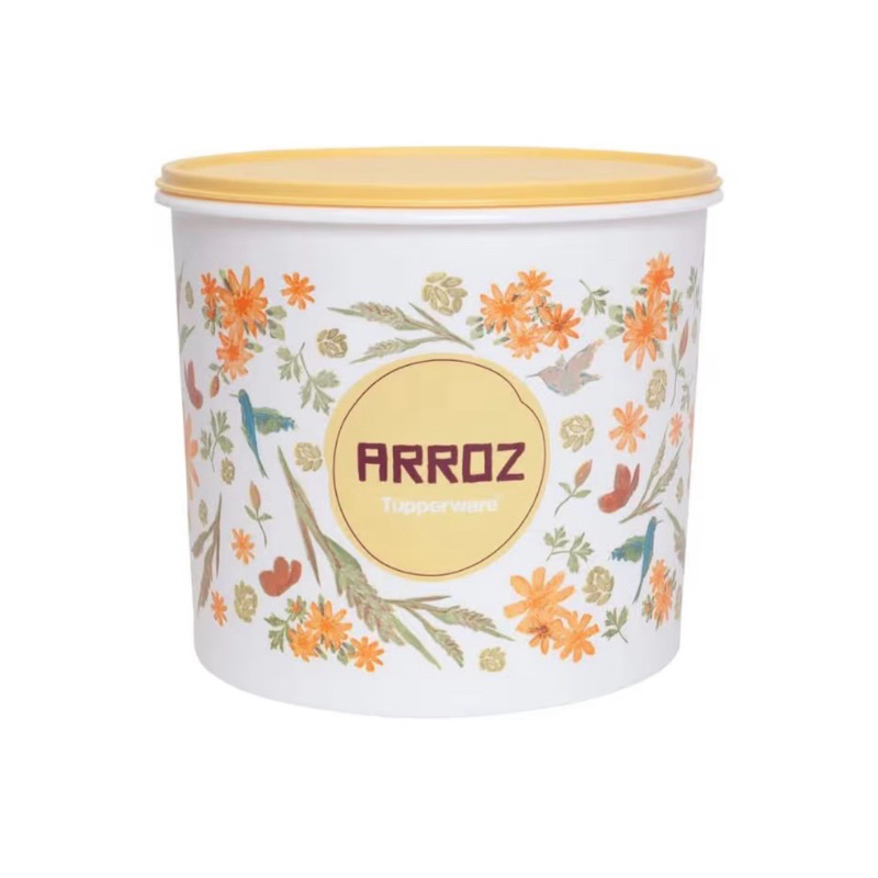 Tupper Caixa de mantimentos arroz e feijão floral Tupperware