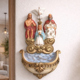 Pia de água Benta Divino Pai Eterno 16 cm Resina Importada Porta Água Benta de Parede em Oferta na Shopee