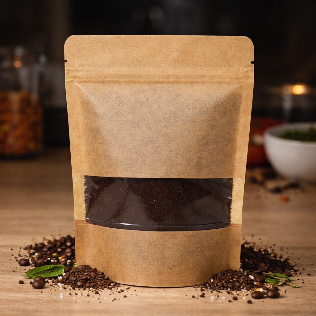 Saquinhos Fecho Zip Hermético Stand Up Pouch 10x15 Kraft Com Visor Janela