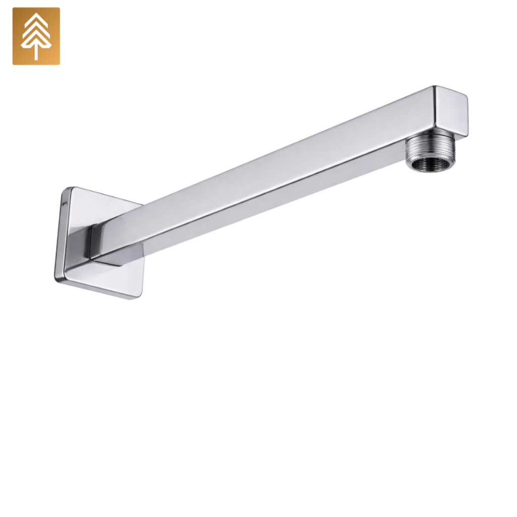 Braço Cano Para Chuveiro quadrado Inox Cromado 40 cm com canopla
