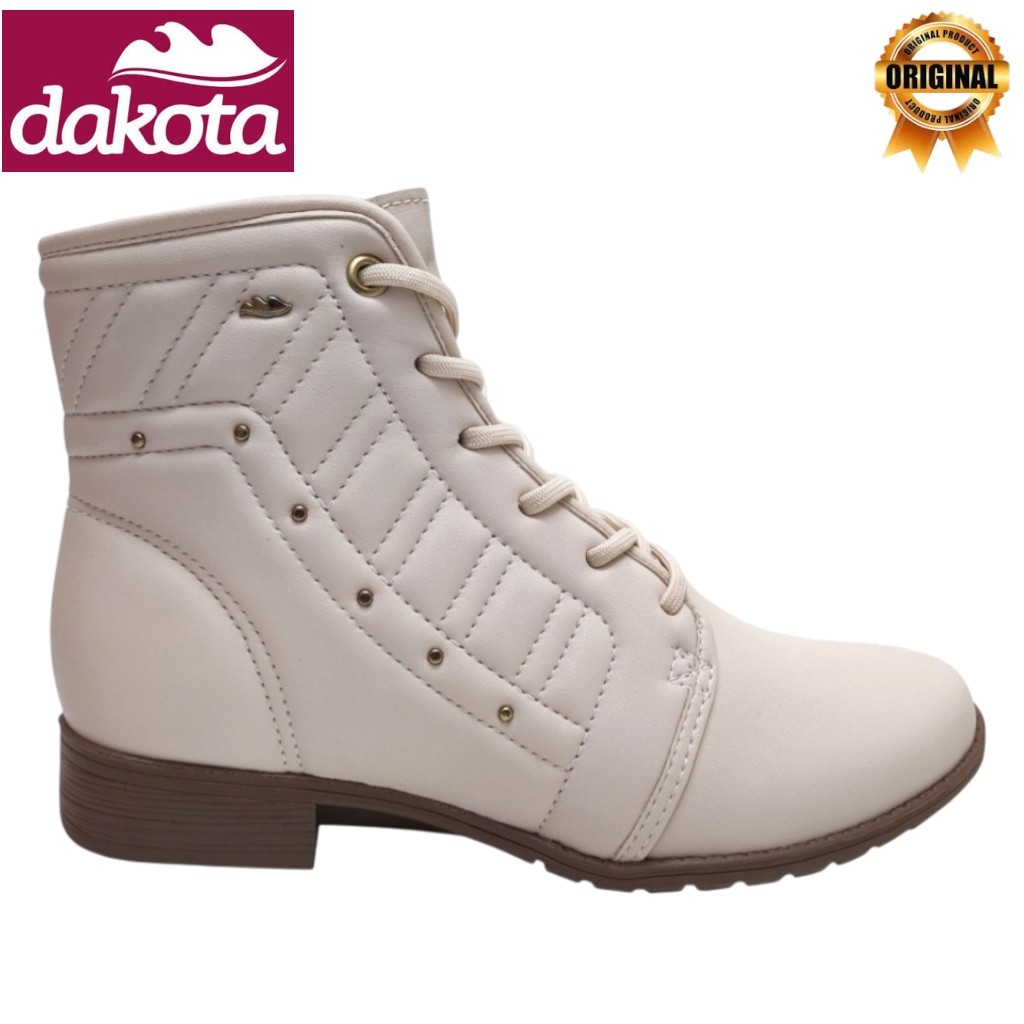 Bota Coturno Feminino Dakota Em Couro Salto Bloco Confortável Original G9552