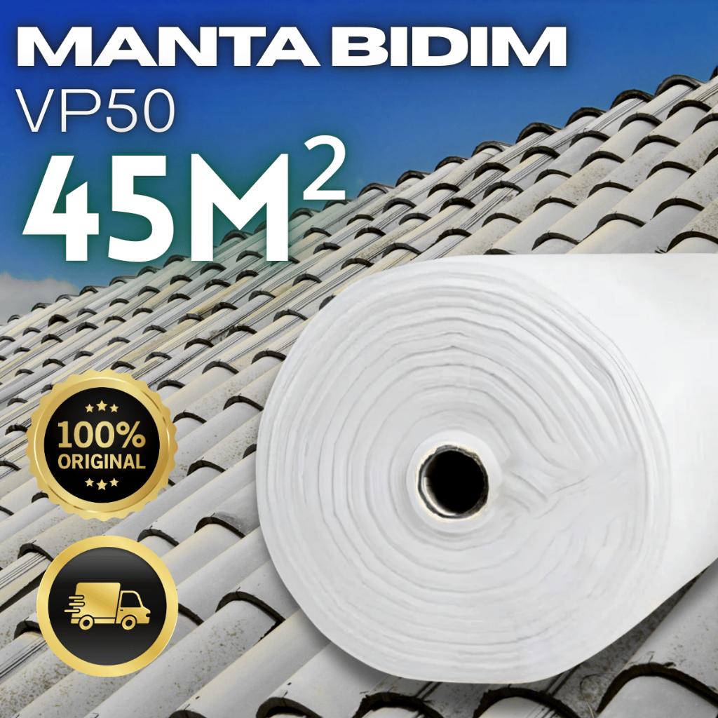 Manta Bidim Vp50 45m Para Telhado Laje Impermeabilização Com Manta Líquida Alta Durabilidade