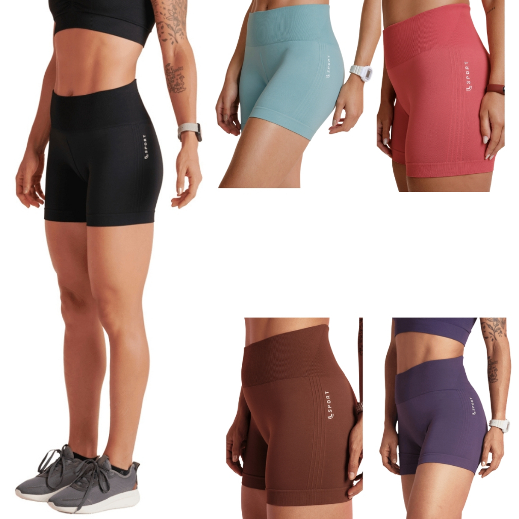 Short Lupo Sport Basic Feminino Sem Costura Cós Alto Original Academia Treino em Oferta na Shopee