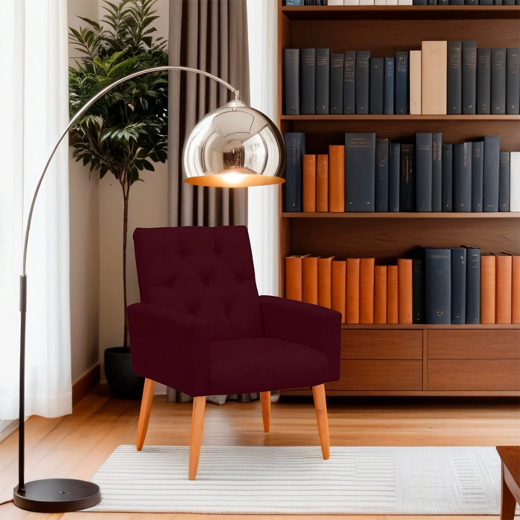Poltrona Ísis Capitonê AdsDecor - Suede Marsala