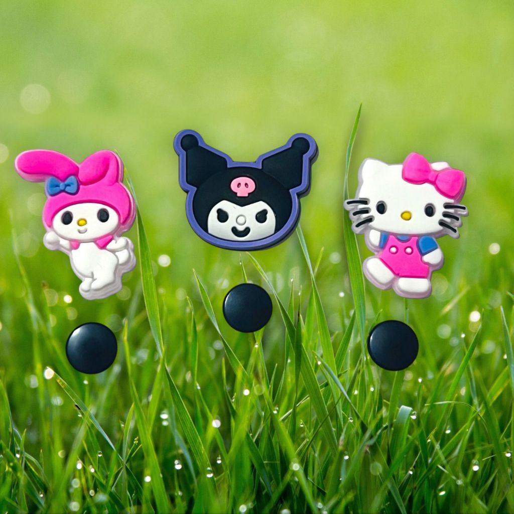 Kit Charm 3 Pin Emborrachado Botões Jibbit Babuche Croc Hello Kitty My Melody Kuromi