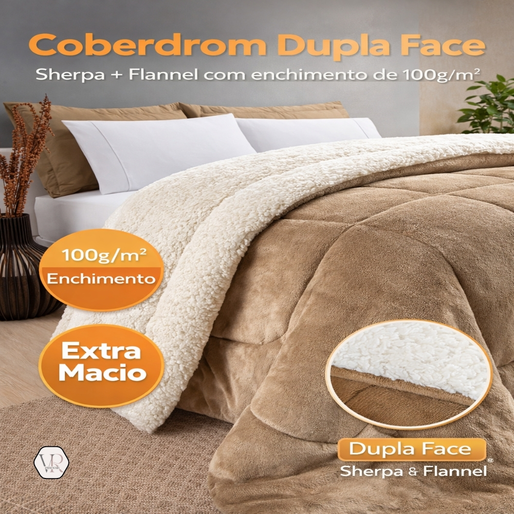 Coberdrom Edredom Everest QUEEN Dupla Face Lã de Carneiro Inverno Manta Soft Plush