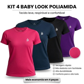 Kit 4 Camisetas Feminina Dry Fit Poliamida Academia Treino Fitness Conforto ENVIO IMEDIATO em Oferta na Shopee