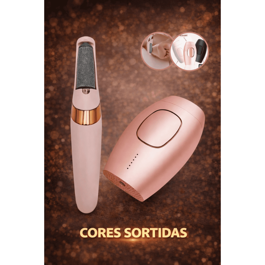 Kit Estética Premium – Depilador Laser IPL 600k Flashes + Lixa de Pé Elétrica USB À Prova D'água