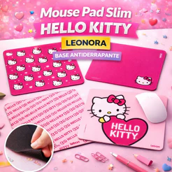 Mouse Pad Slim Hello Kitty Leonora Base Antiderrapante Superfície Lisa Escritório Gamer Escolar Original