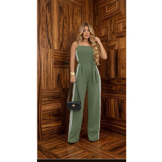 macacão femenino listrado elegante em Oferta na Shopee